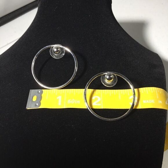 Silver Tone Stud And Hoop Statement Earrings (G1) - Picture 5 of 5